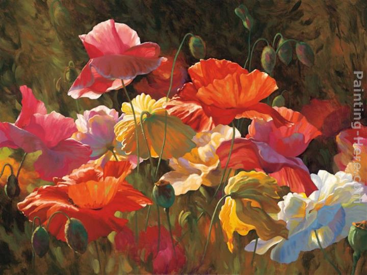 Poppies in Sunshine by Leon Roulette painting - 2011 Poppies in Sunshine by Leon Roulette art painting